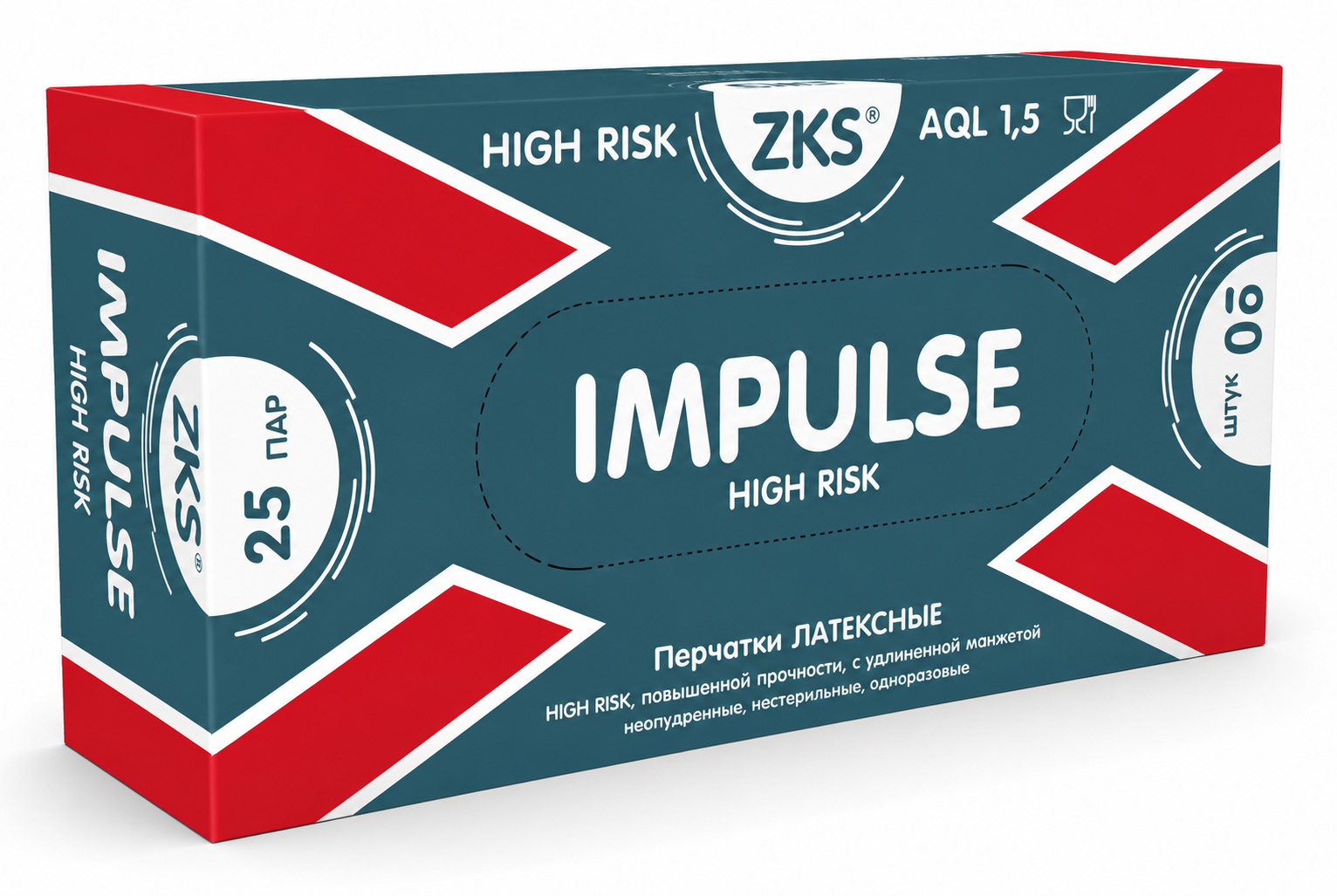 Перчатки ZKS латексные Impulse High Risk темно-синие