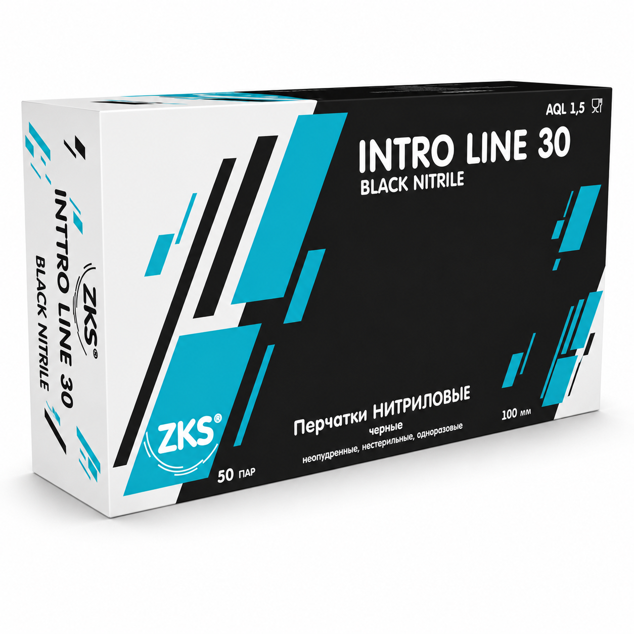 Перчатки ZKS нитриловые Intro Line 30 черные